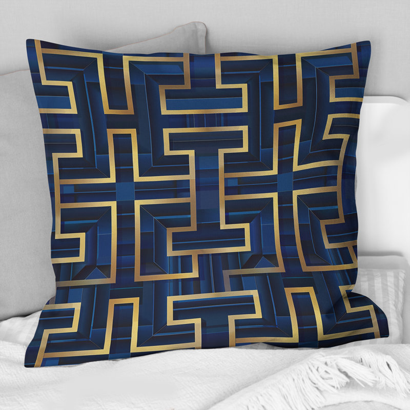Coussin décoratif doré Midcentury Maze II - Midcentury, H 18 po x l 18 po
