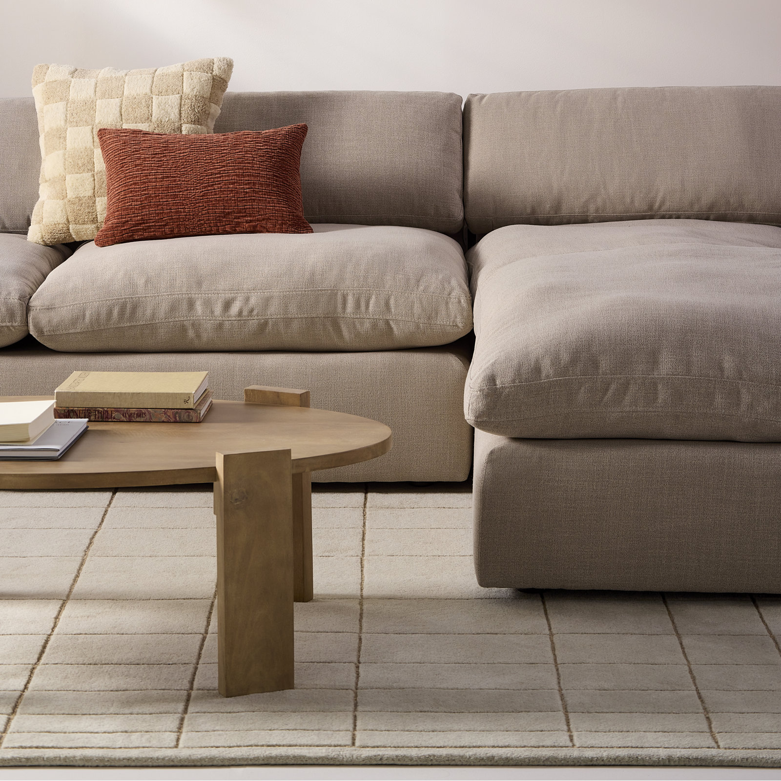 Asher Sofa and Chaise, Right Hand Facing, Effie Flax Performance Linen