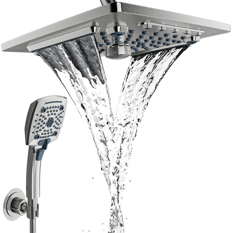 Handheld Shower Head With 60-Inch Hose, Rainfall Shower Combo, Adjustable Dual Showerhead Set With 3-Way Diverter (Shower Arm Not Included)