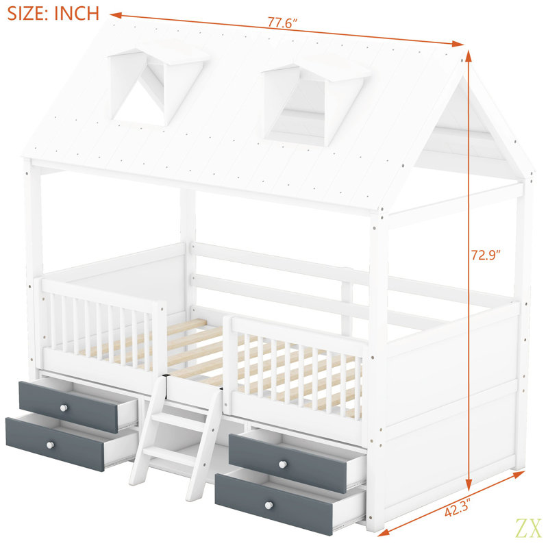 Structure de lit simple en bois, Blanc
