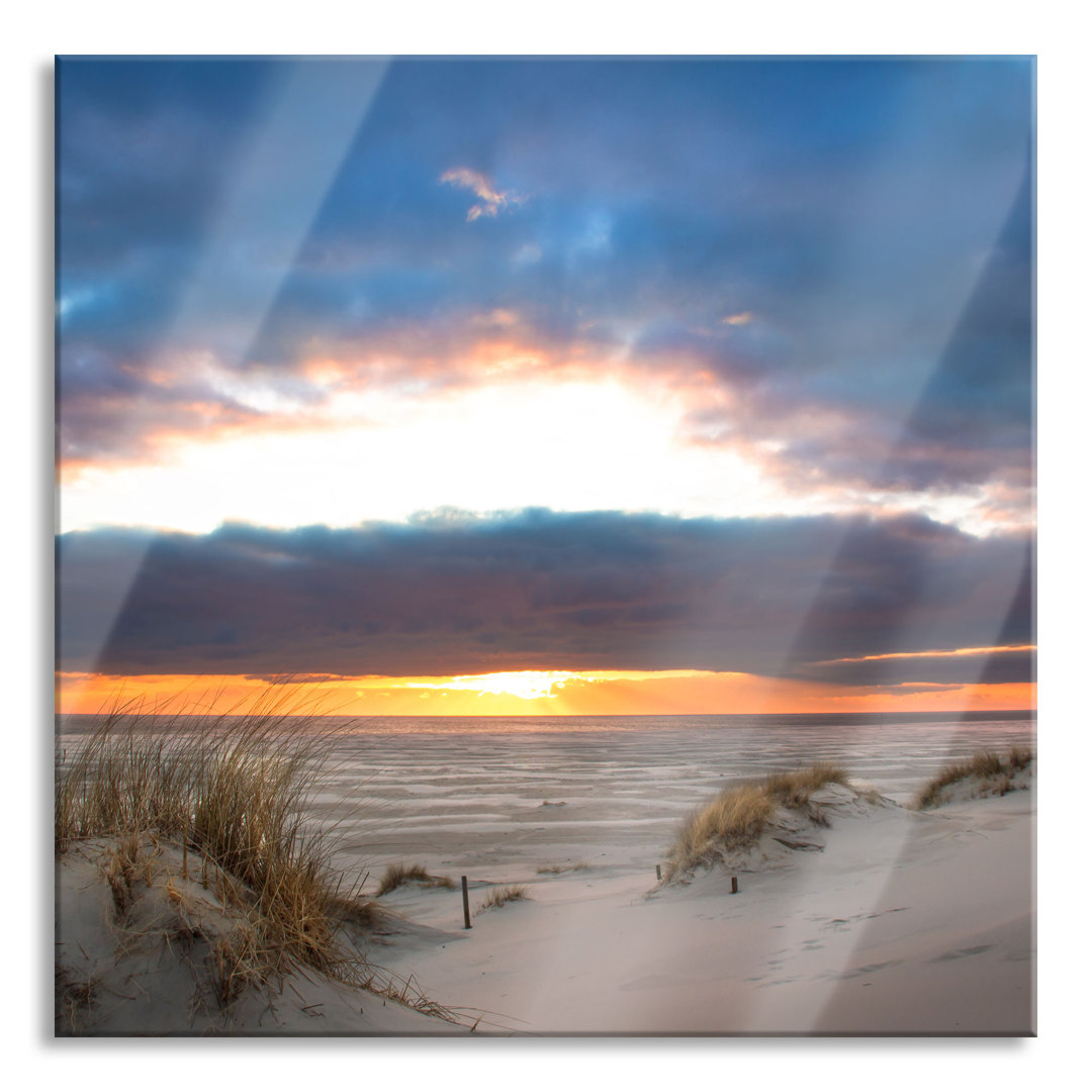 Glasbild Quadratisch  Wandbild Auf Echtglas  Sanddüne An Der Nordsee  Aufhängung Und Abstandshalter LQ1011