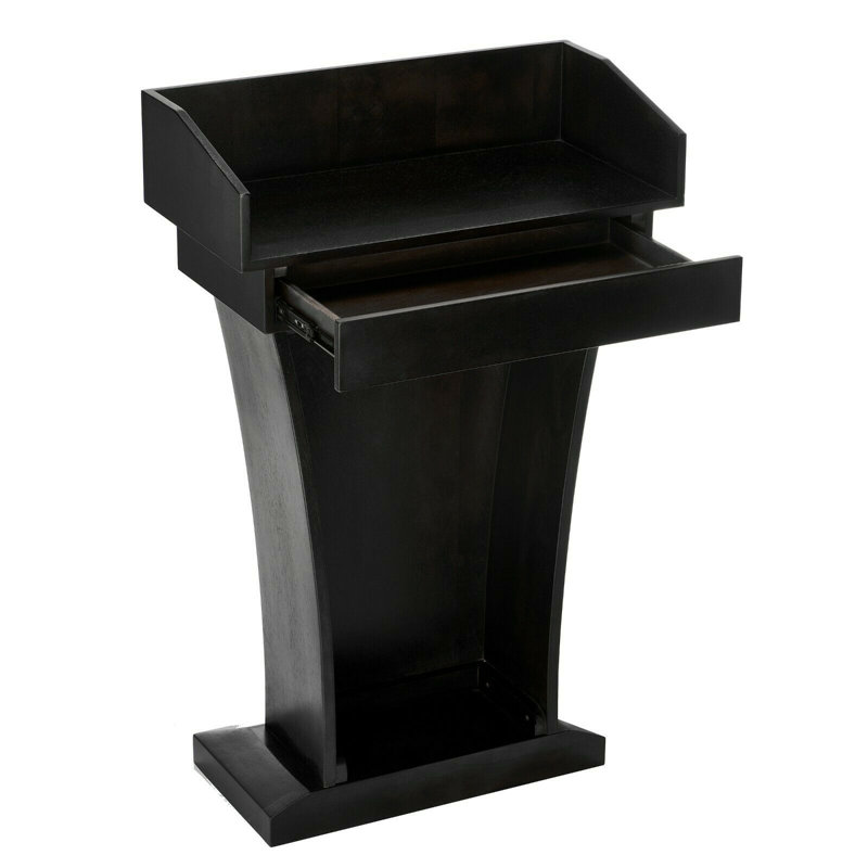 Support d'enceinte avec tiroir Wood Podium, Noir