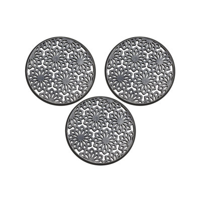 Tapis de jardin en pierre multi-fonctions Alora, rond, noir, 3 à 14 po x 14 po