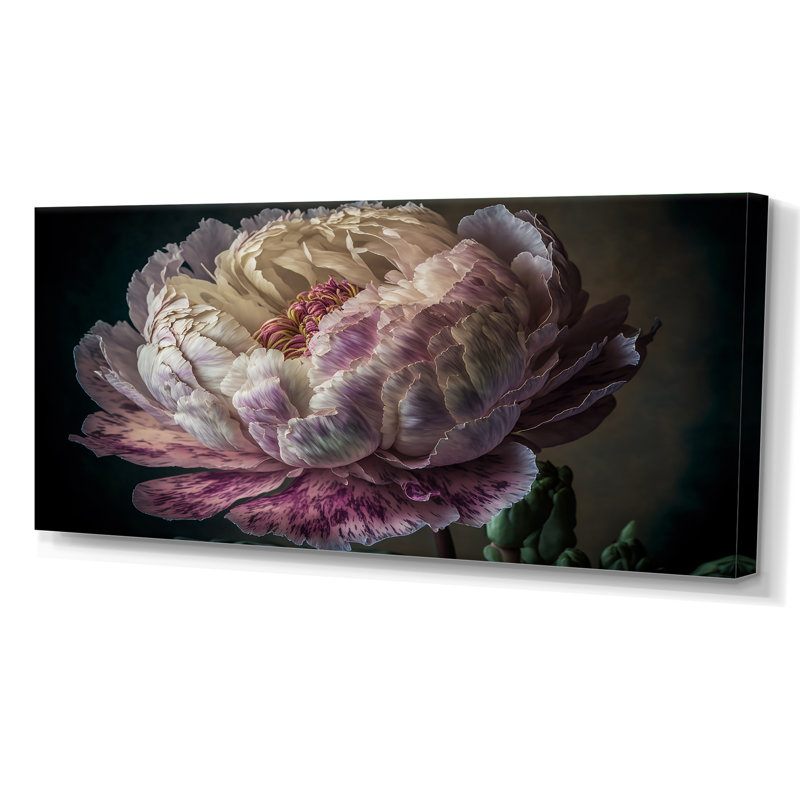 «Blossoming Pink and White Peony II», reproduction sur toile, Toile tendue, 28" H x 60" W x 1.5" D