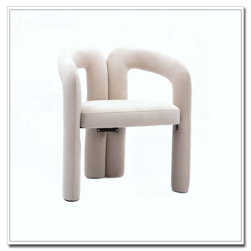 Fauteuil de cuisine en velours rembourré, Beige