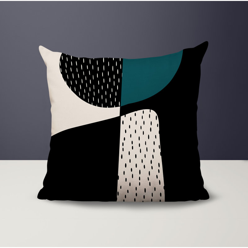 Coussin carré intérieur / extérieur pia, H 19 po x l 19 po, Émeraude / noir / blanc cassé