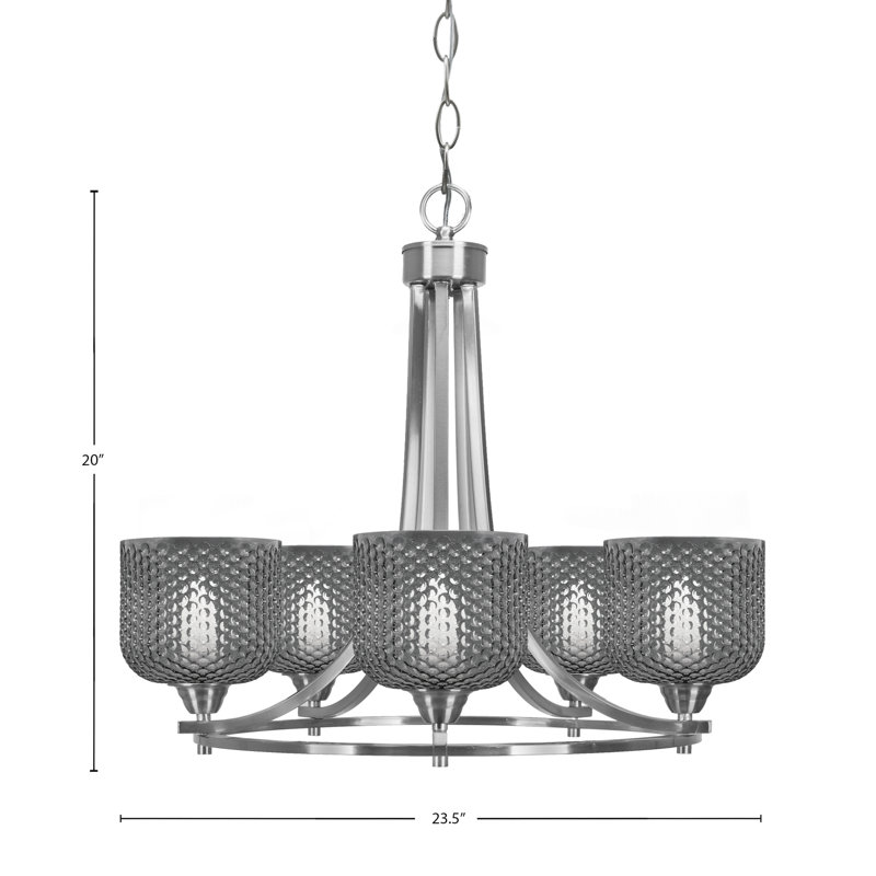 Lustre 5 lumières Paramount, Noir, Nickel brossé