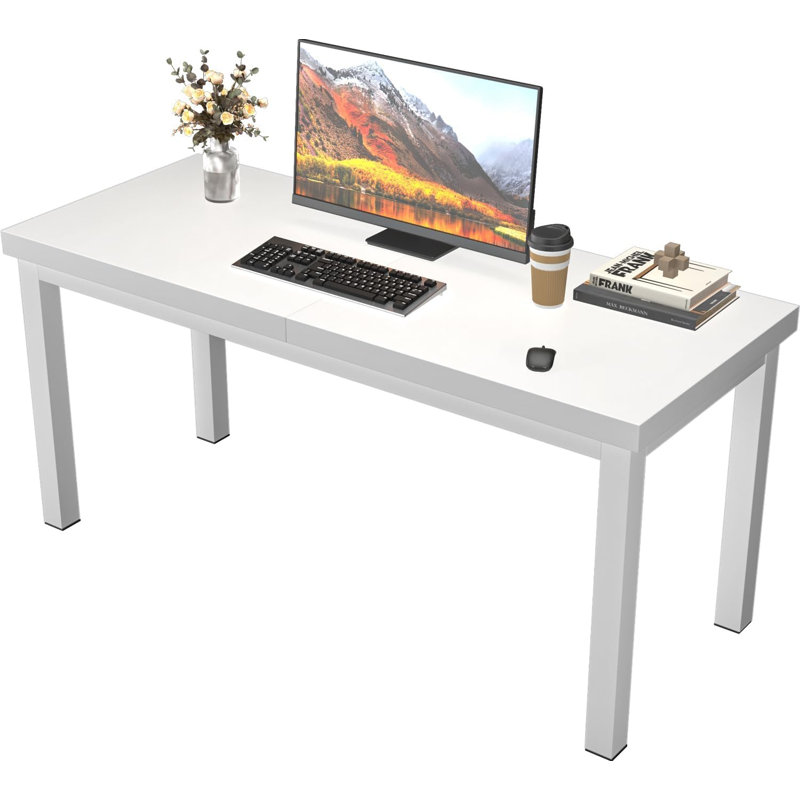 Large Computer Desk, Gaming Computer Desk with Modern Design, Office Computer Desk., 29.50" H x 47.20" W x 23.60" D, White