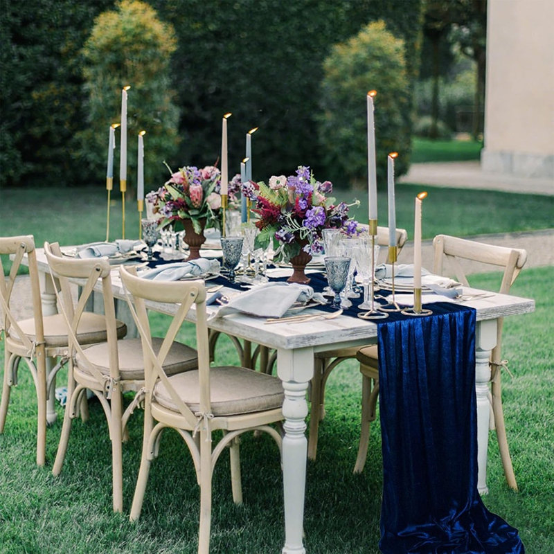 Chemin de table - Velours bleu marine - Lin doux, Rectangle, Table de réception / Noël / Dîner / Banquet / Bal de fin d'année