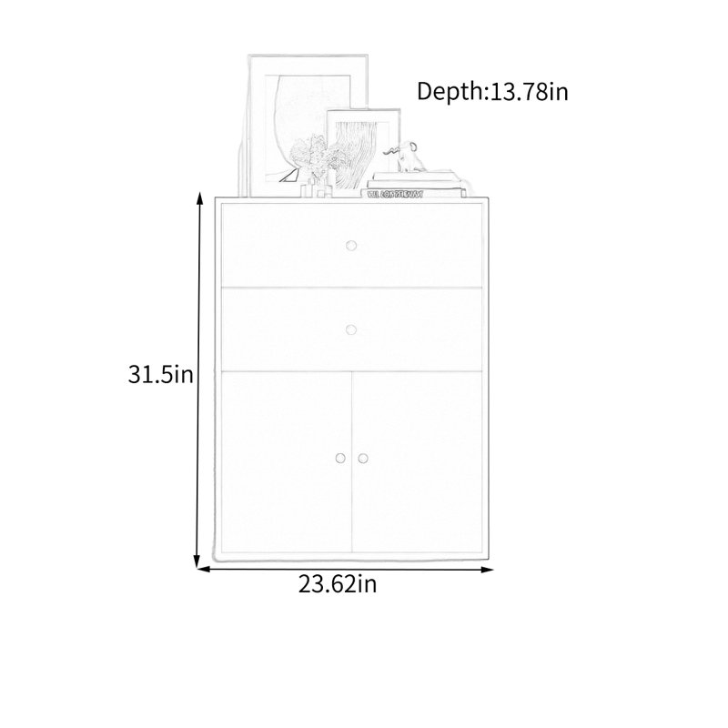 Modern Pine Wood Storage Cabinet