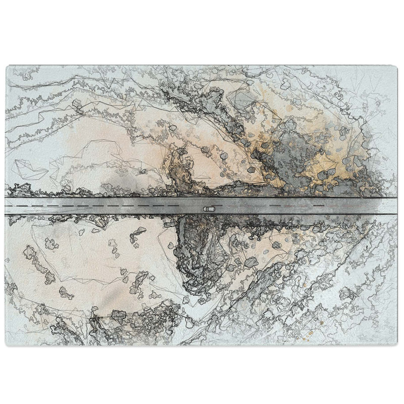 Tempered Glass All Alone in the Desert Chopping Board, 39 cm W x 28.5 cm L