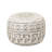 Round Wool Blend Kilim Pouf Ottoman with Geometric Design-767897439