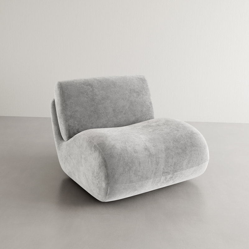 Caleb Swivel Upholstered Accent Chair with Removable Back Cushion, Light Gray Chenille/Foam Padding