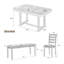 Ensemble de table de salle à manger 6 pièces en bois d'hévéa avec placage en bois massif et coussin moelleux-870505944