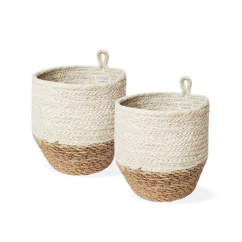 Ensemble de 2 paniers en jute 2 pièces, Noyer