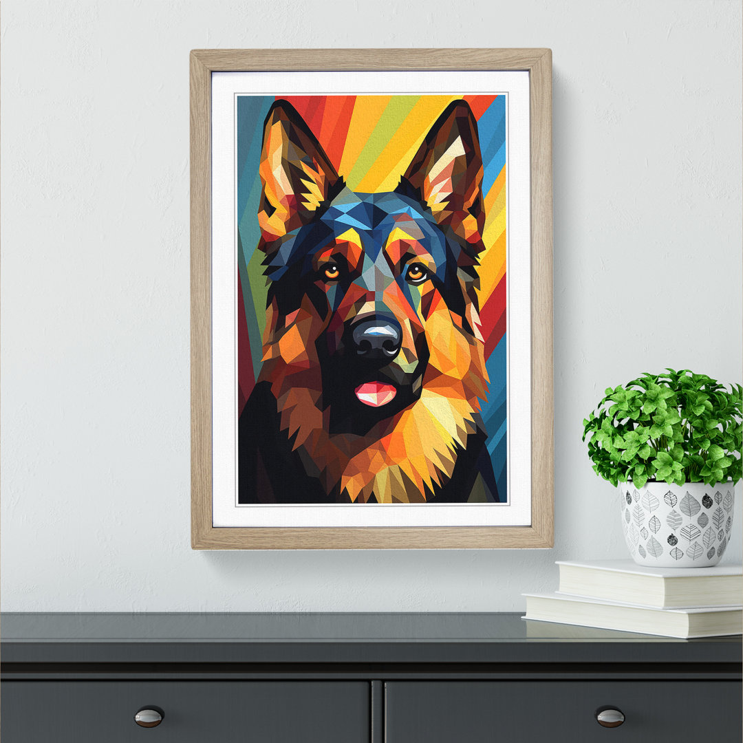 German Shepherd Geometric No.3 - Framed Print