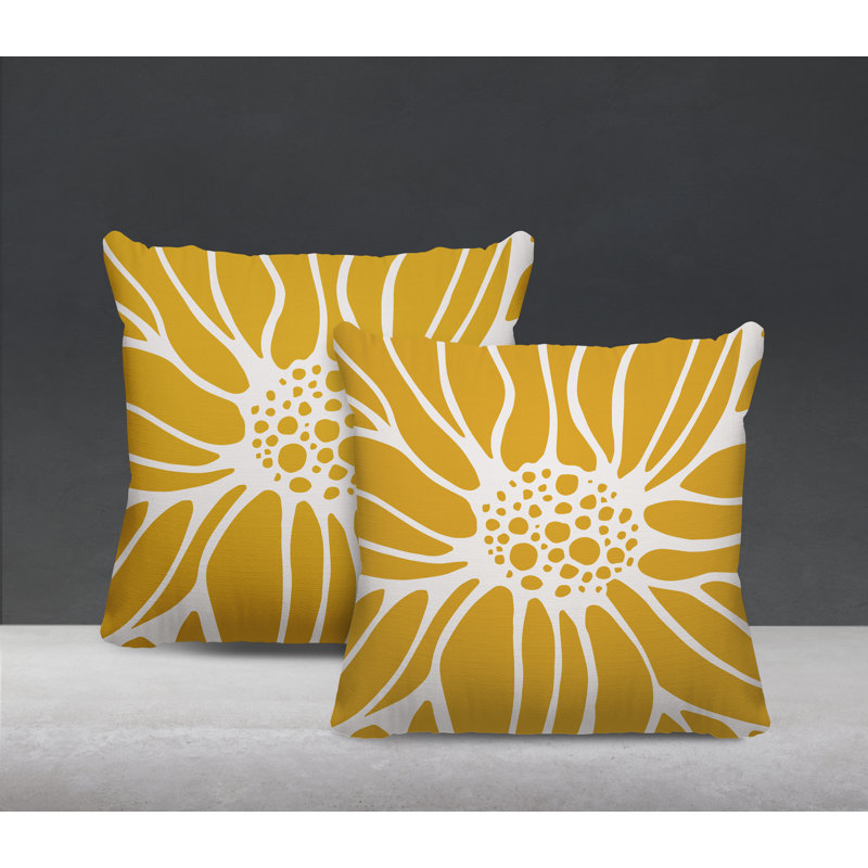 Housse et insert de coussin décoratif intérieur / extérieur en mélange de polyester, L 15 po x H 15 po, Jaune
