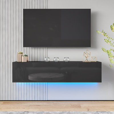 Arcelay Anthrone Floating TV Stand for TVs up to 65", Wall Mounted Media Console with LED Lights