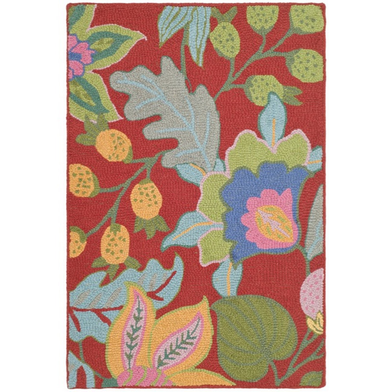 Handmade Red Floral Wool Area Rug 2' x 3'