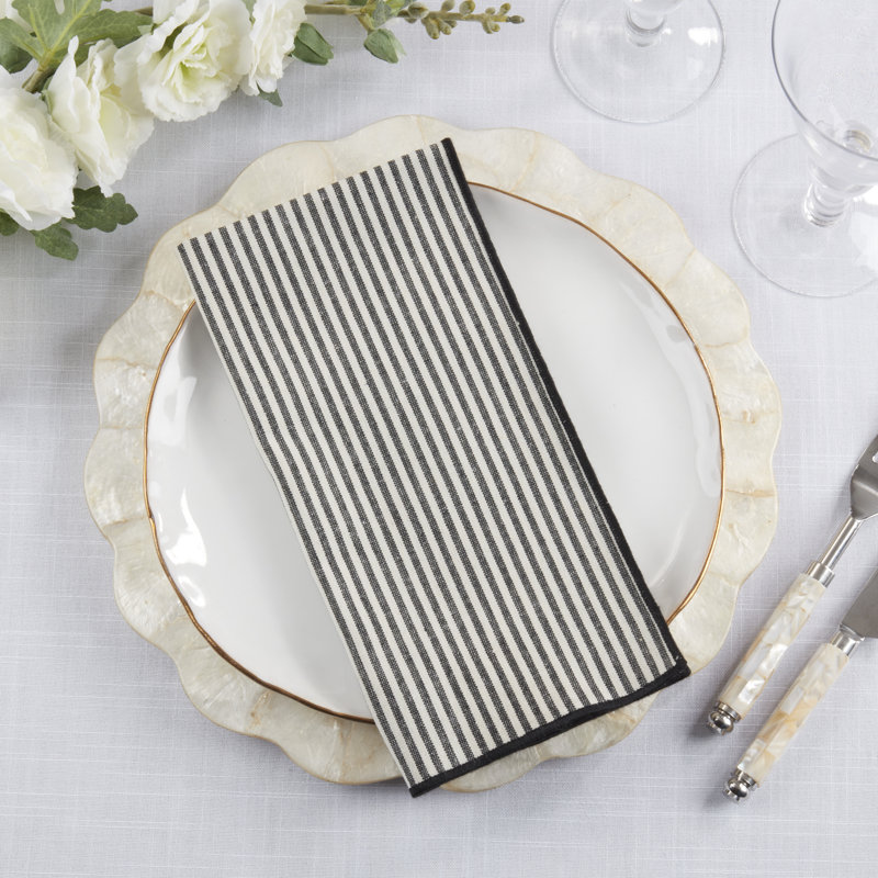 Striped Pattern Cotton Decorative Napkins (Set of 4) – Clean Woven Design for Dining and Entertaining, 20"x20"