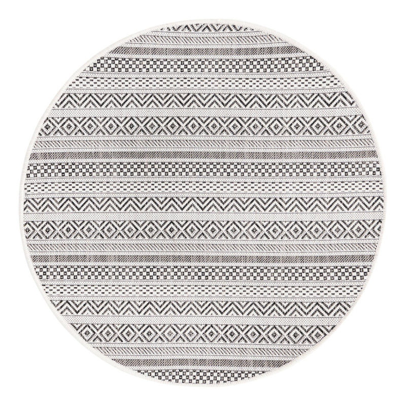 Tapis intérieur / extérieur en polypropylène tissé à la machine Faith-Rose, Rond 3 pi 3 po