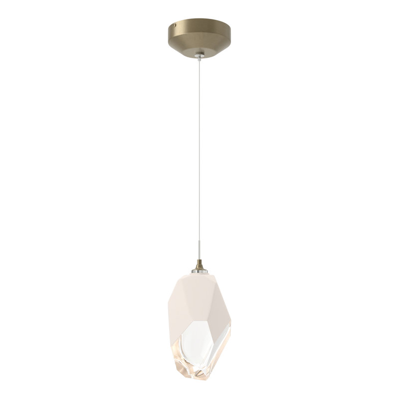 Chrysalis Single Geometric Pendant, White, Soft Gold