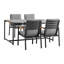 Ensemble repas d'extérieur en aluminium et teck avec coussins 5 pièces Urgeon-56436450-56436451