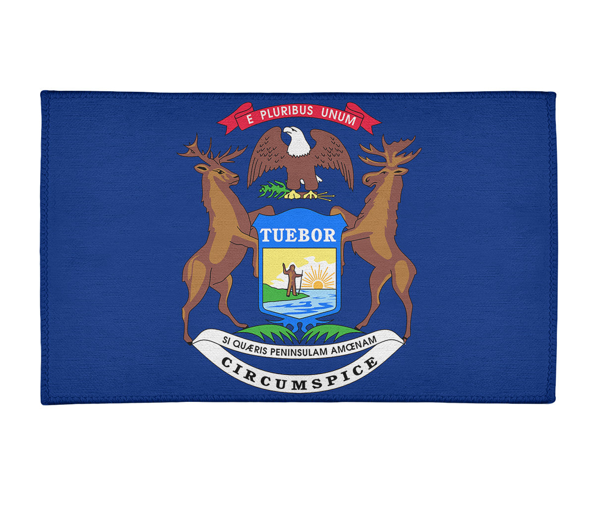 East Urban Home Michigan Flag Chenille Blue Area Rug | Wayfair