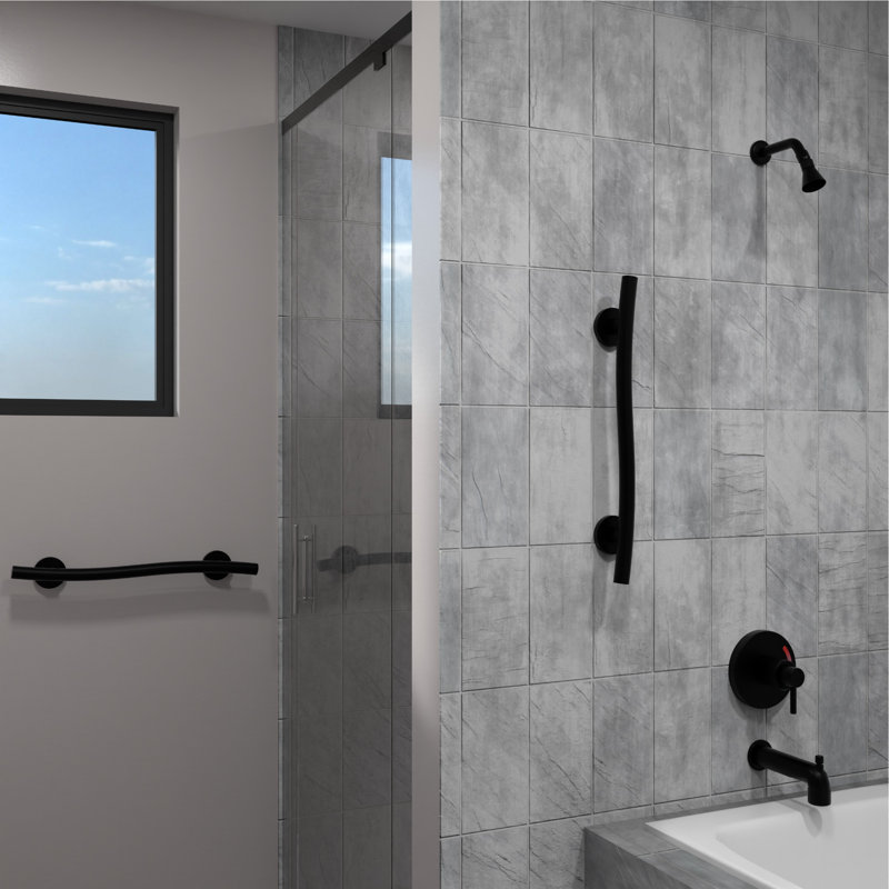 WAVE 24 in. x 1.25 in. Grab Bar, ADA Compliant for Bath and Shower Safety (500 lb. Capacity) in Matte Black, Matte Black, 24