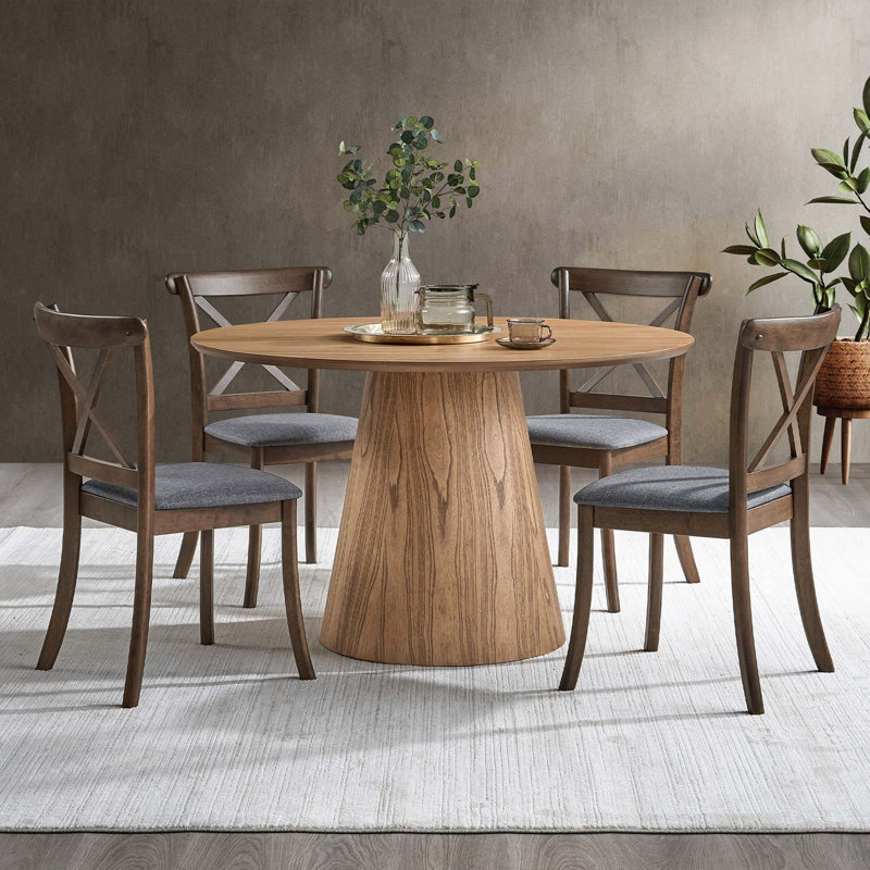 Ensemble de table de salle à manger en bois, table de cuisine moderne en bois aggloméré et chaises de salle à manger rembourrées Boucle