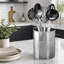 Porte-ustensiles en acier inoxydable avec fini miroir martelé, compact et durable pour les cuisines modernes