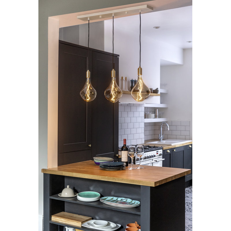Linear Triple Pendant With Brass