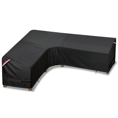 Kylinlucky 104" x 83" L-Shaped Waterproof Patio Sectional Sofa Cover in Black