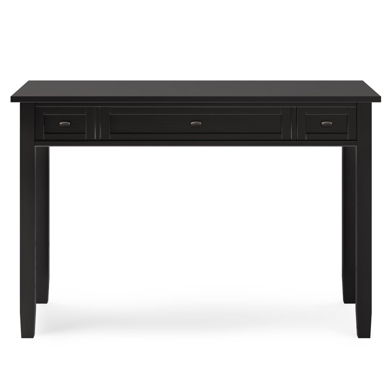 Bureau d'écriture en bois massif avec plateau à clavier rabattable et 2 tiroirs Warm Shaker, Noyer blanc brun