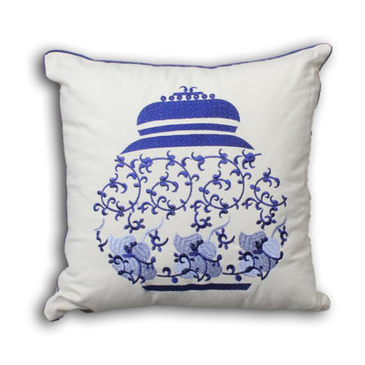 Embroidered Cotton Throw Pillow