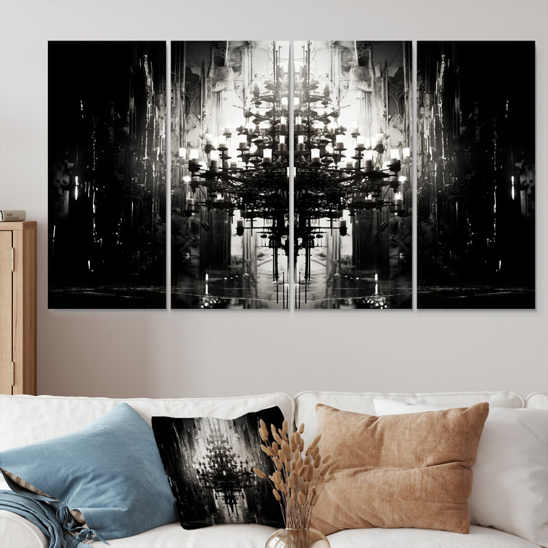 «Bilel - Glam Chandelier», ensemble de 4 pièces d'art mural, H 28 po x l 48 po