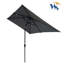 Parasols d'extérieur à énergie solaire 10 x 6,5T rectangulaires à DEL avec manivelle et bouton-poussoir inclinable pour le jardin-999316148
