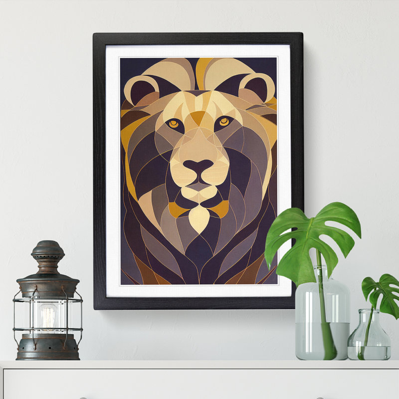 Contemporary Lion Vol.1 - Single Picture Frame Print, Black Framed, 34cm H x 25cm W