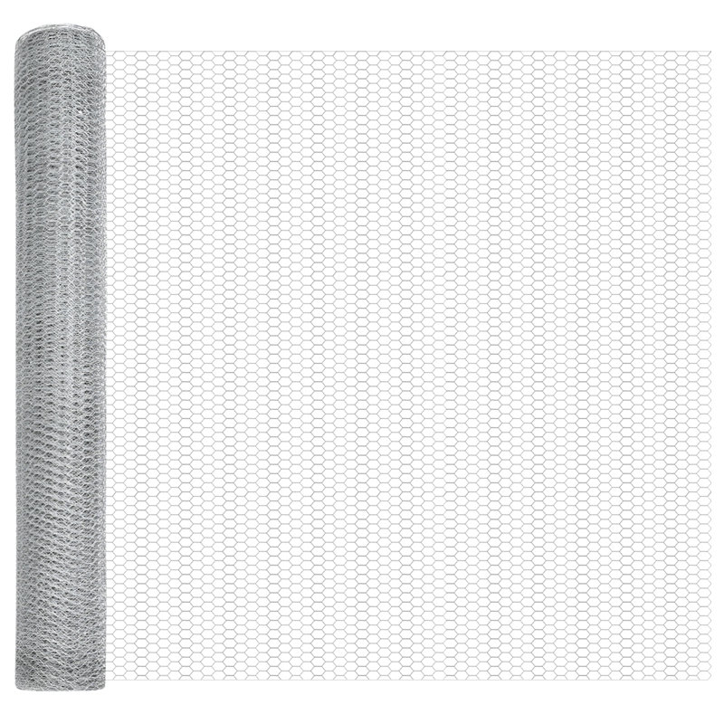 Vidaxl Hexagon Fence Galvanised Steel, Silver, 120cm H x 1000cm W