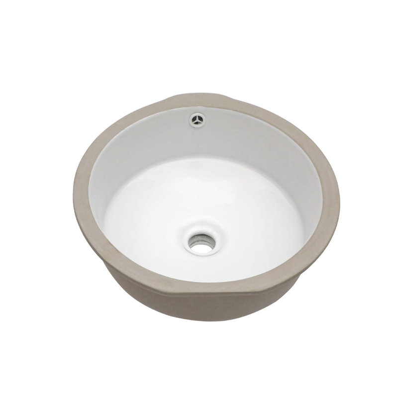 15.75"X15.75" Ceramic Round Undermount Bathroom Sink With Overflow