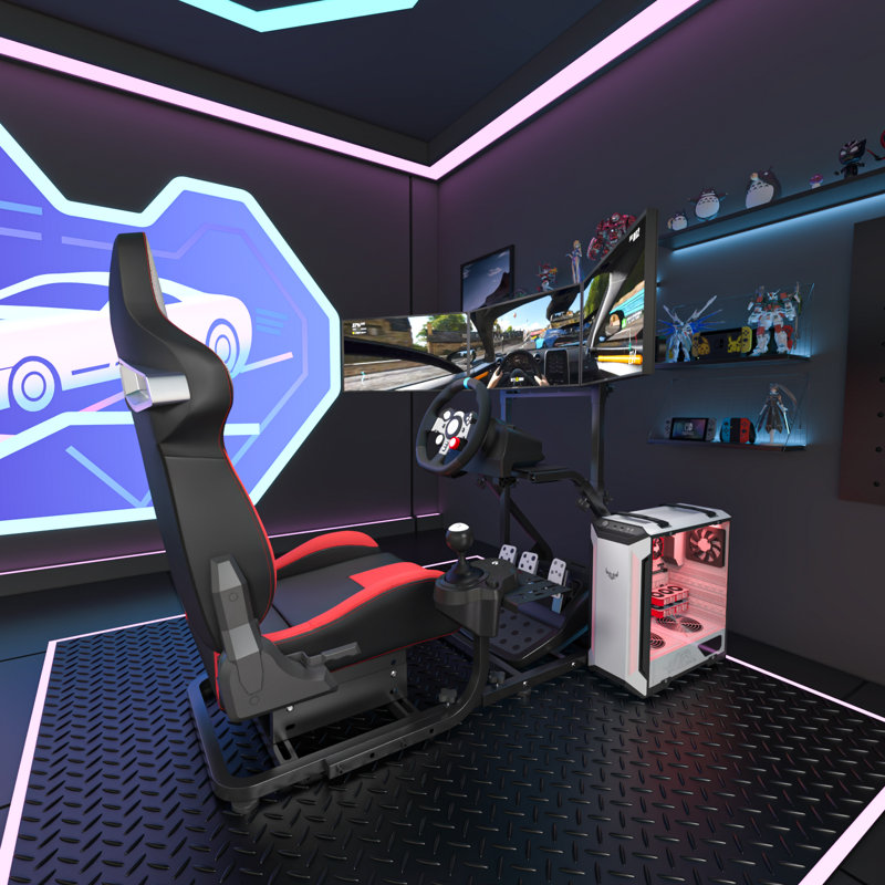 Enhanced And Stable Racing Wheel Cockpit, Compatible With Fanatec, PXN, Thrustmaster, And Logitech Adjustable Driving Simulators, Excluding Handbrake, Pedals, And Monitor