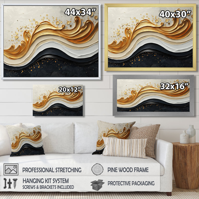Impression sur toile transitionnelle Goldern, H 28 po x l 60 po, Impression encadrée flottante, Blanc