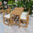 5-Piece Space-Saving Patio Dining Table Set with Slatted Tabletop and Removable Cushions-105778