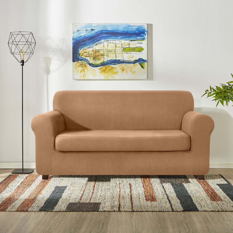 Coussin moelleux et moderne, Mélange de polyester brun clair