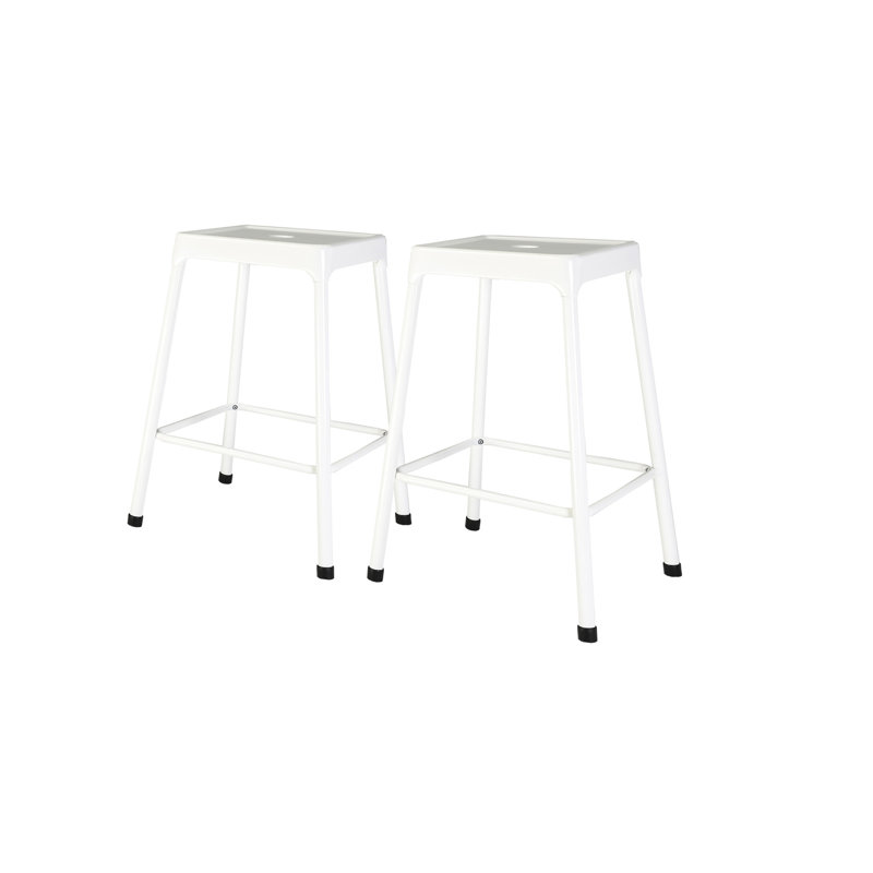 2 tabourets de comptoir - métal, thermolaqué blanc, métal moderne avec revêtement Vibe de 2 pour îlots de cuisine