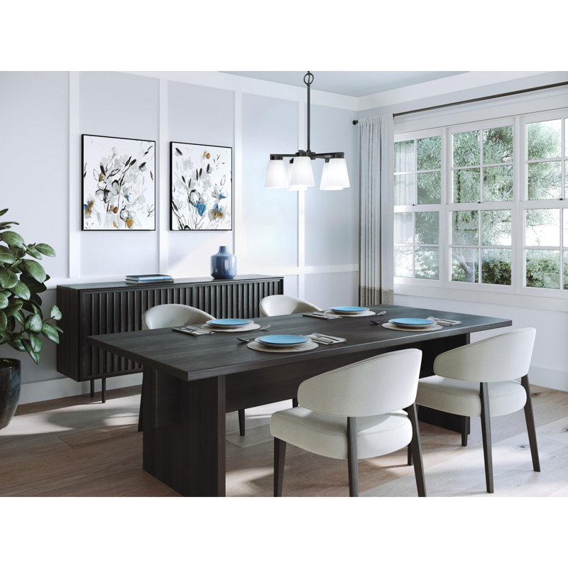 Five-Light Transitional Chandelier, Matte Black