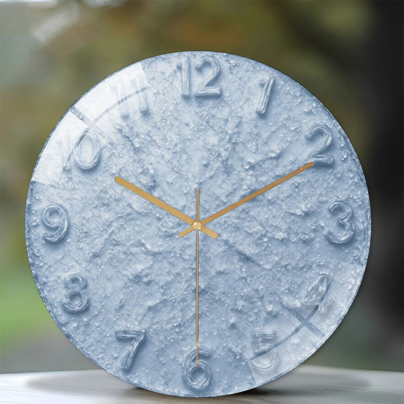 Frozen-Clock-Face Art - 12'' Modern Glass Wall Clock