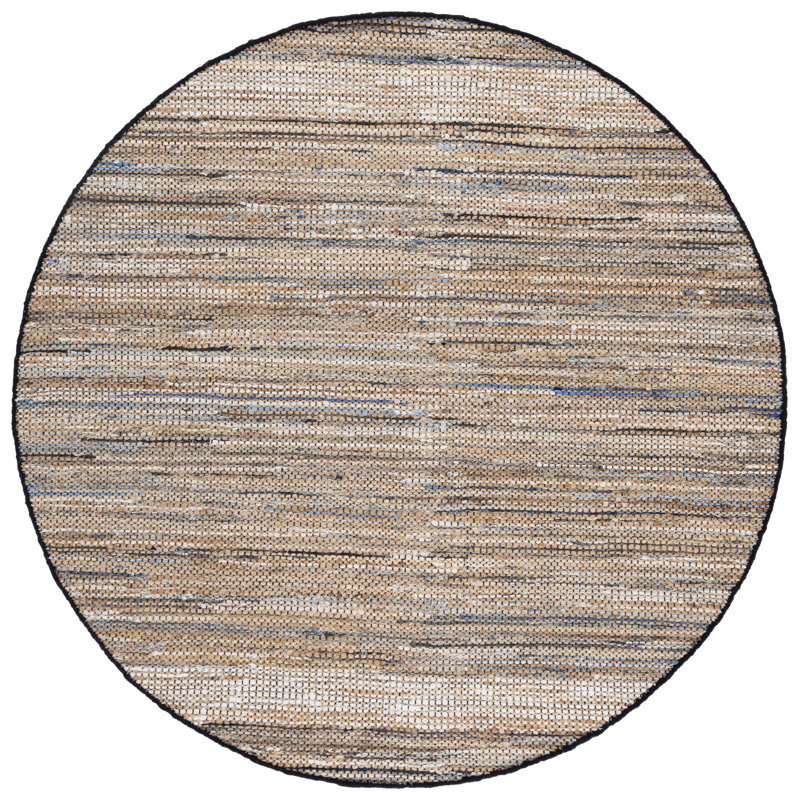Cape Cod 153 Hand Woven Denim/Jute/Cotton Rug in Blue/Beige, Round 6'
