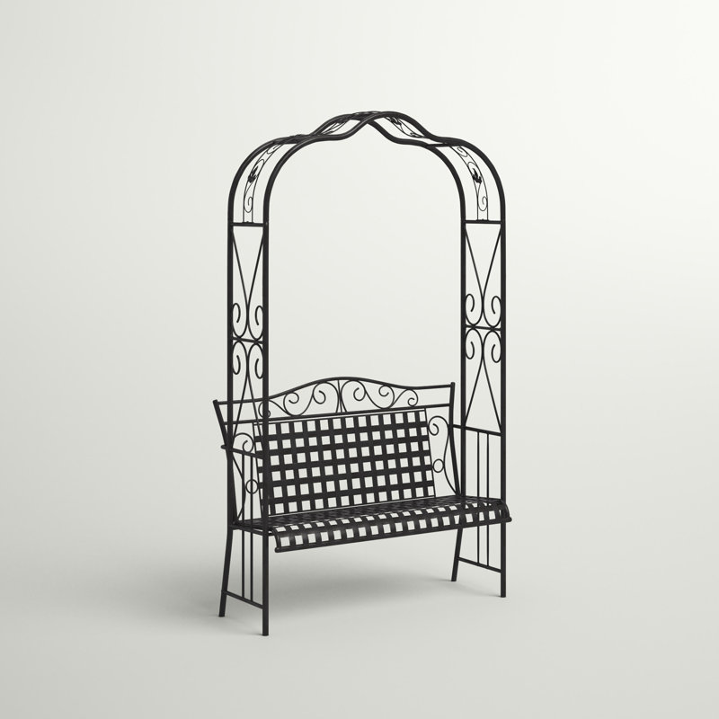 Banc de jardin en fer Mandalay, Noir antique