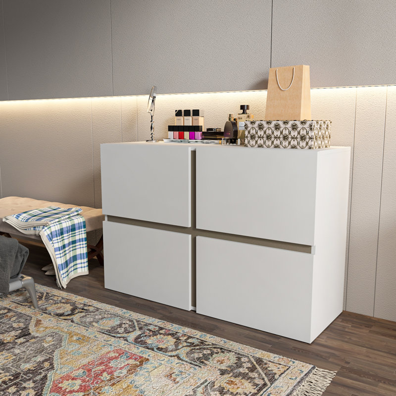 Strong 47" Wide Dresser with 4 Doors, Coffee Galaxy/White